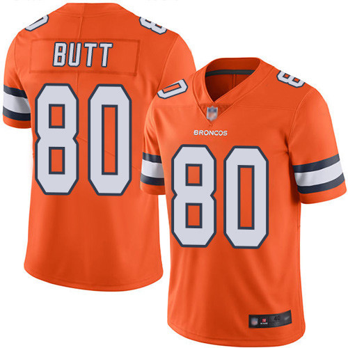 Men Denver Broncos 80 Jake Butt Limited Orange Rush Vapor Untouchable Football NFL Jersey